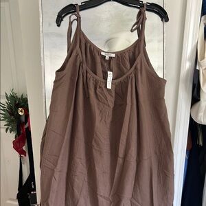 Madewell Brown Relaxed Tie Front Mini Dress